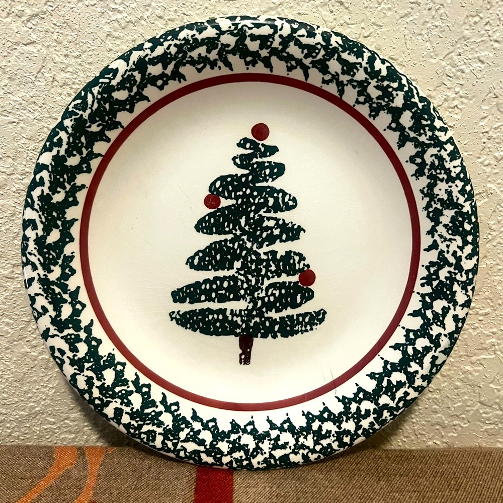 Furio Home CHISTMAS TREE Spongeware 10 1/2" Dinner Plates